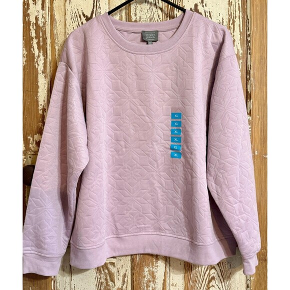 Women's Berkley Jensen Textured Crew Knit Shirt - Lavender Frost - Size XL - Picture 1 of 6